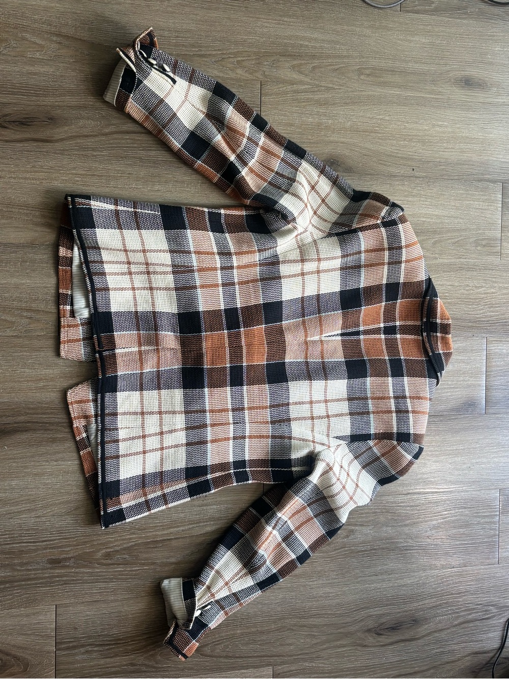 Veronica Beard Plaid Double-Breasted Blazer in Tan, Brown & Cream - Picture 6 of 6